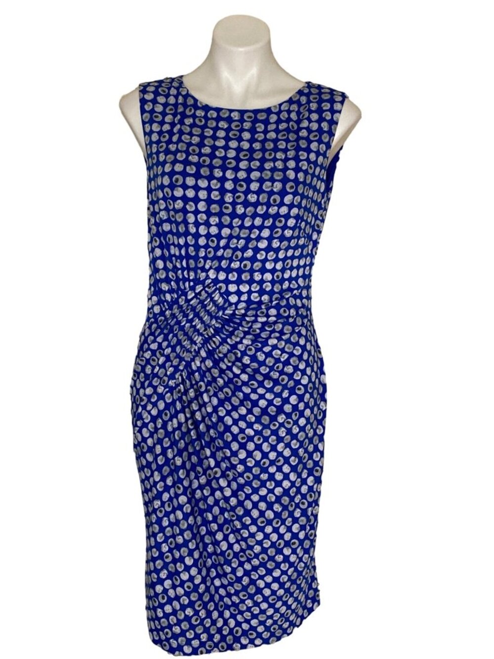 Adrianna Papell Women's Front Twisted Ruched Sheath Dress, Blue Multi Size 10